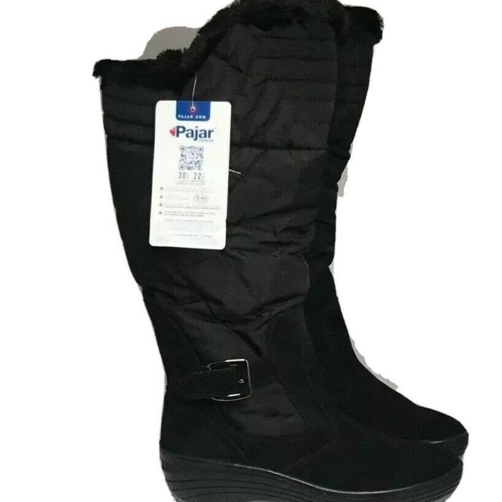 Pajar Womens Black Faux Fur Lined Waterproof